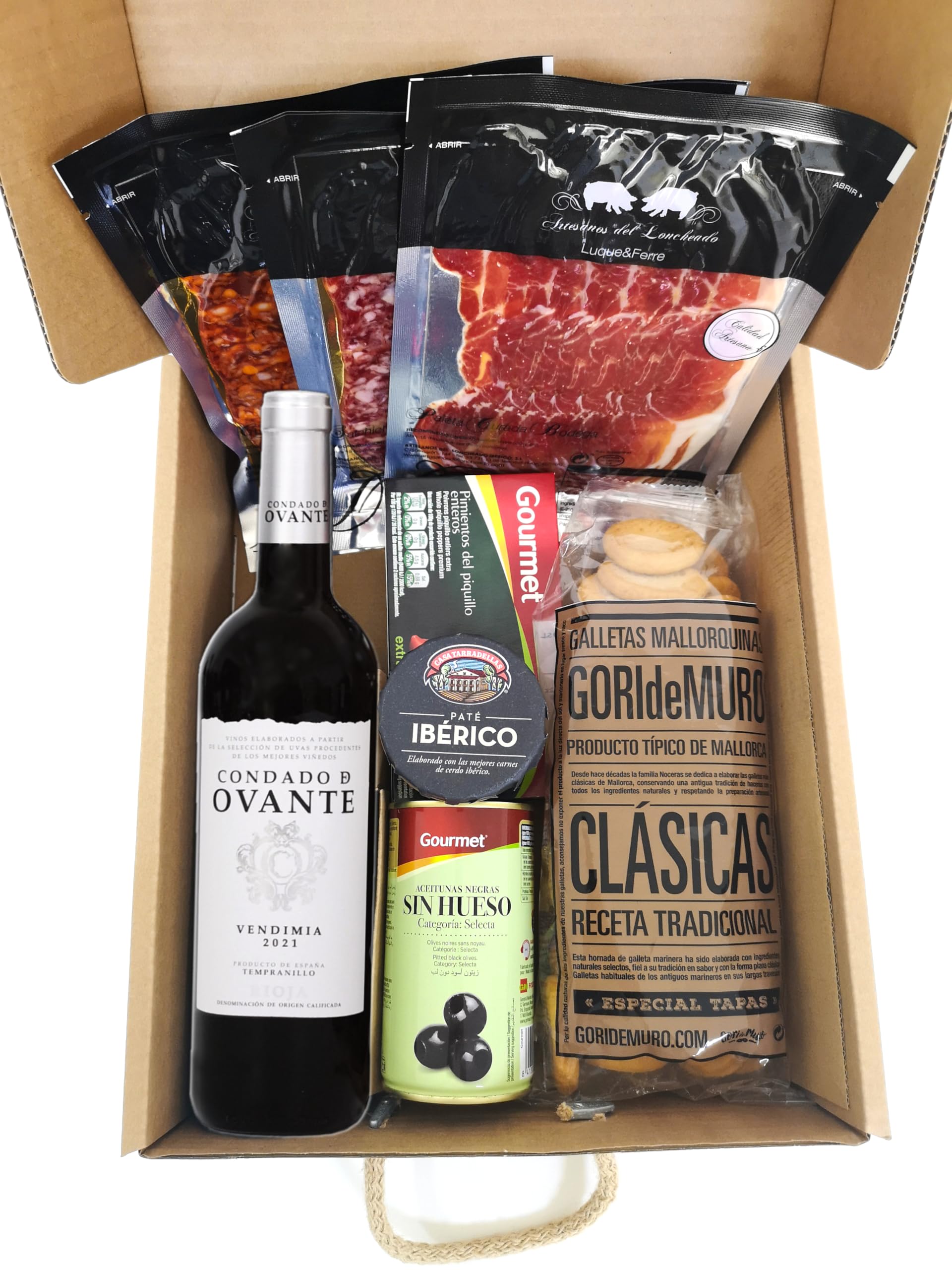 Geschenkbox mit Crackern aus Mallorca, detapasbox Mallorca. Geschenk mit spanischen Spezialitäten