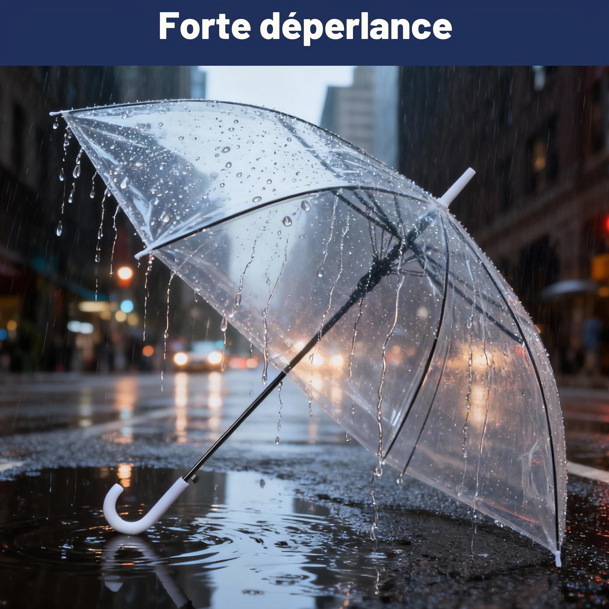 uyoyous Lot de 10 parapluies-cannes jetables transparents - Parapluie automatique transparent avec 8 baleines métalliques ventilées - Parapluie simple Ø 95 cm - Parapluie pour une personne