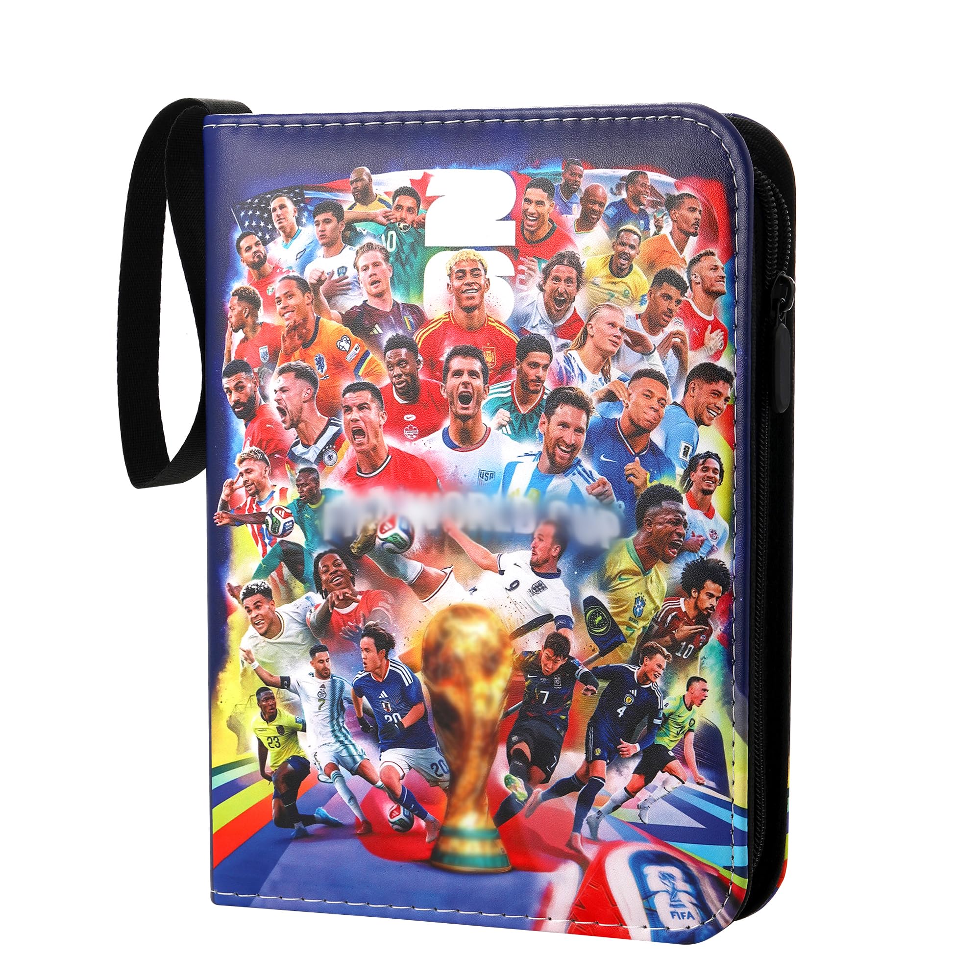 Football Cards Scrapbook for 400 Cards, Football Trading Cards Album with Zip and 50 Removable Pages, Sports Cards Book 4 Compartments