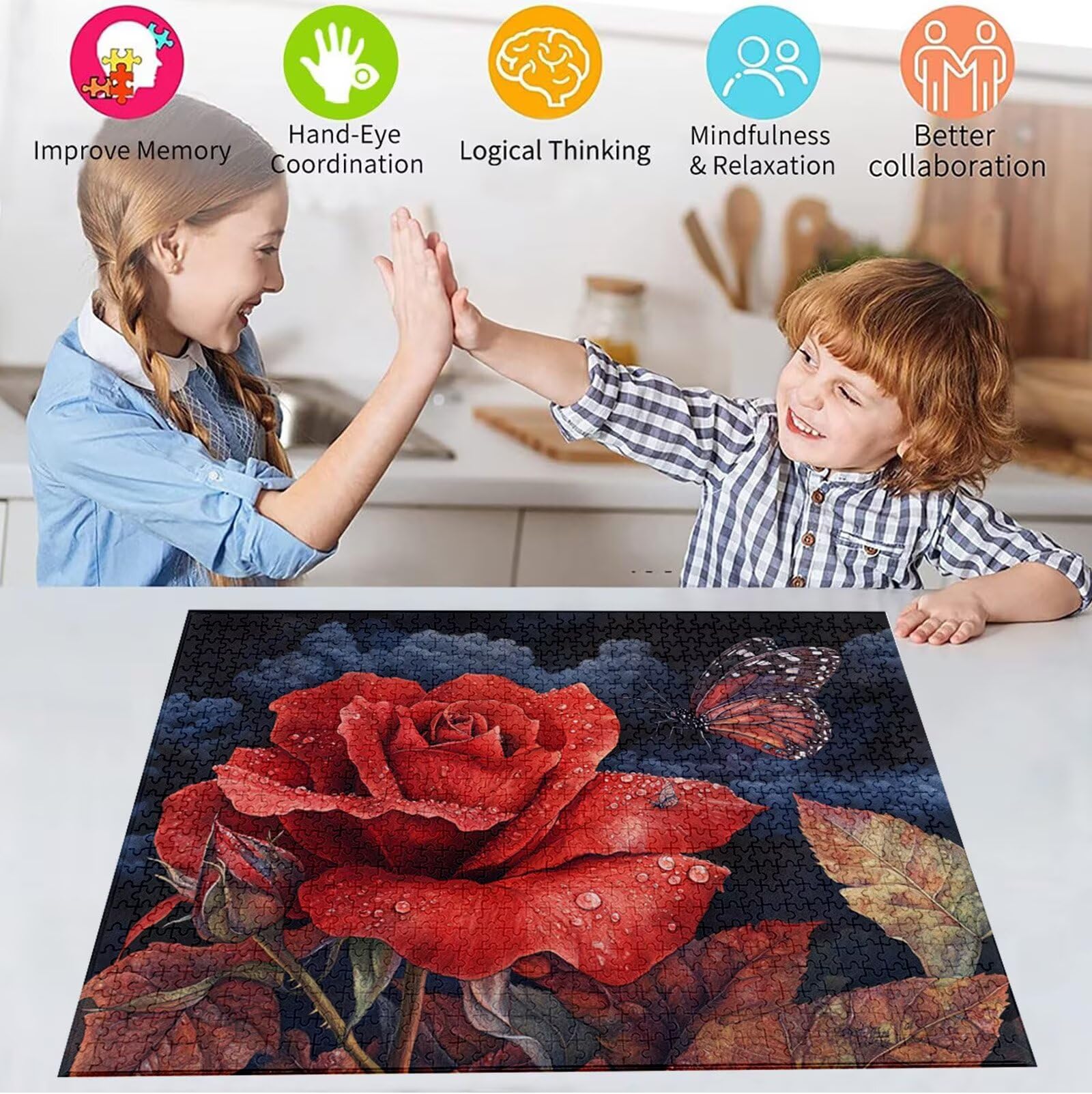 Puzzle 2000 Pezzi, 3 4 5 Anni Puzzle Rosa 6 7 8 Anni Giochi Educativi Sostenibili Con Motivi Per Adulti Da Gioco in Legno Di Alta Qualità Jigsaw Farfalla per Gioco Familiare, 2026 Regalo Natale H-7637