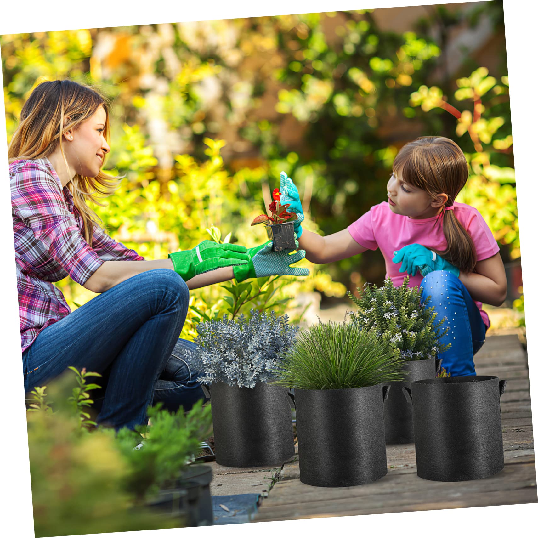 INOOMP 12pièces Sacs De Culture Tissu Non Tissé Épais avec Poignées pour Plantation De Pommes De Terre Légumes Fleurs Intérieur Et Extérieur