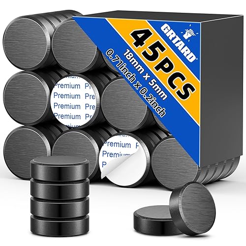 Vista 12 de Grtard Paquete de 20 Imanes de Cerámica Redondos Negros con Respaldo Adhesivo, Calcomanías Magnéticas, Puntos Magnéticos Autoadhesivos