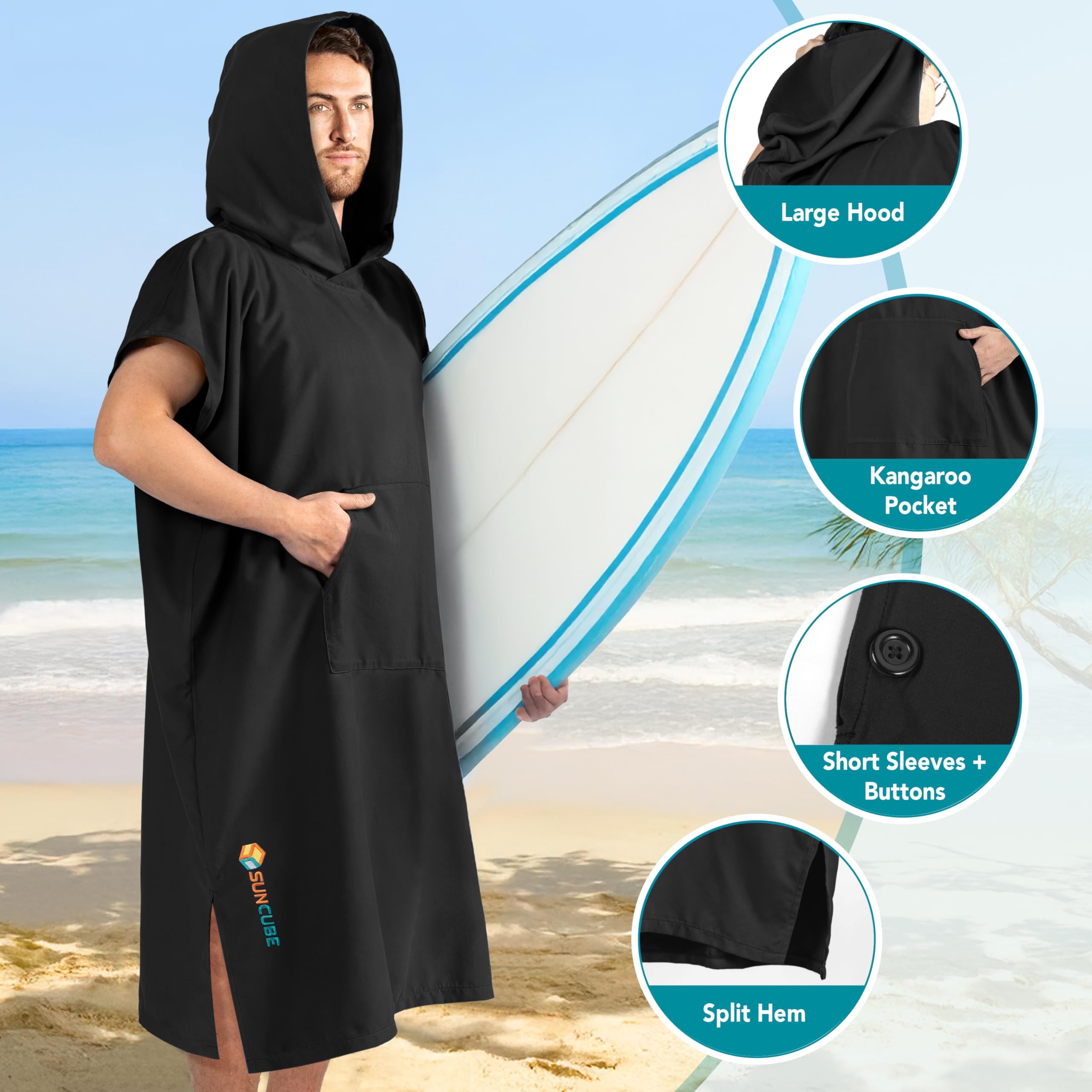 DOTBUY Accappatoio Poncho Con Cappuccio Unicorno – Telo Mare In Microfibra Assorbente