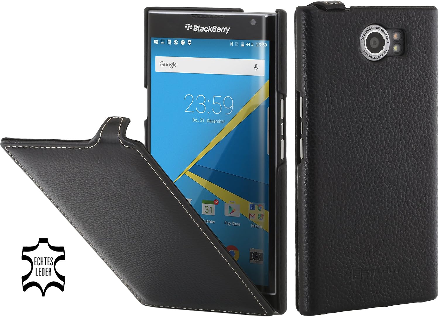 StilGut UltraSlim, Genuine Leather Case for BlackBerry PRIV, Black