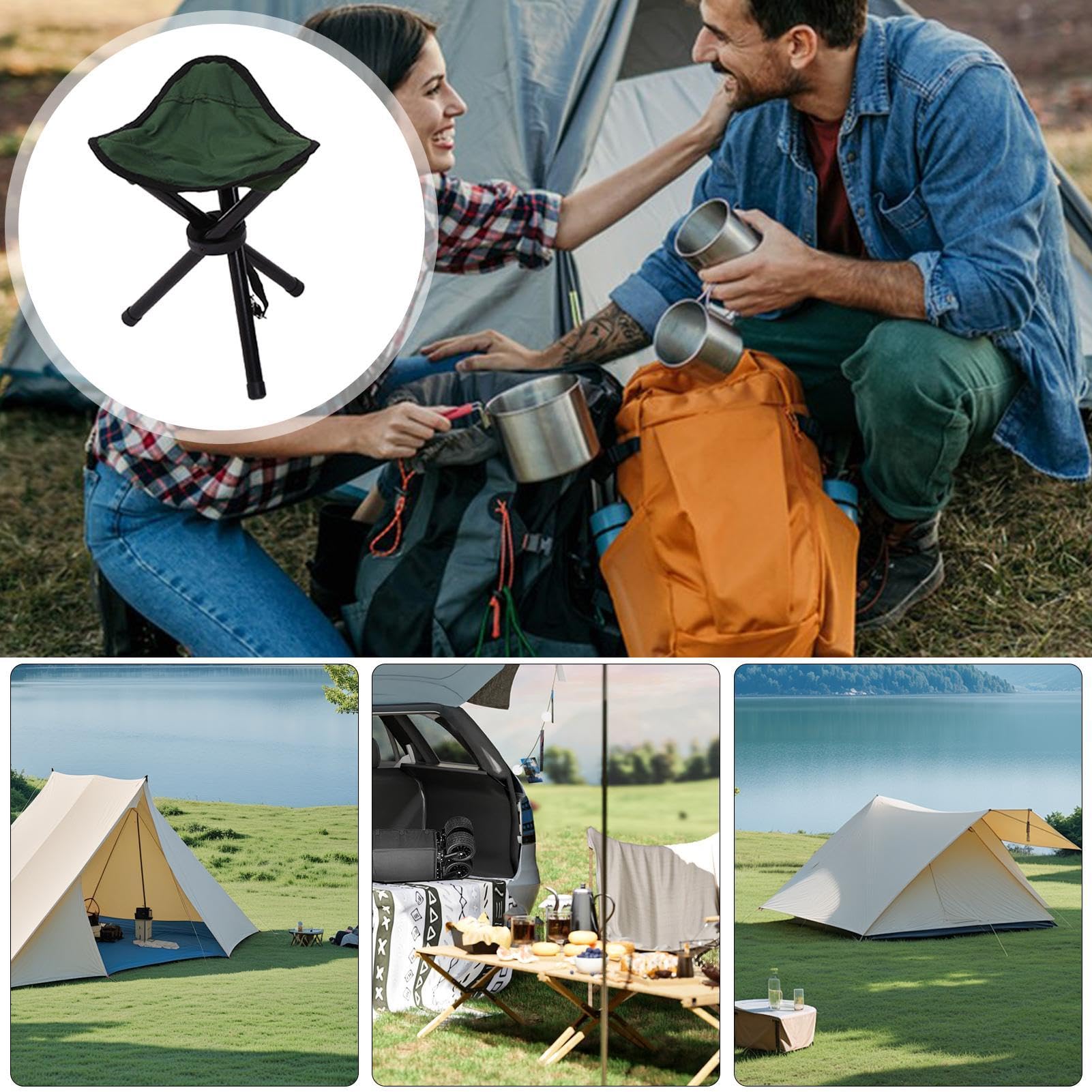 Asiento Plegable para Camping, portátil, Ligero, Plegable, Multifuncional, Taburete Triangular portátil con Patas Antideslizantes para Interiores y Exteriores