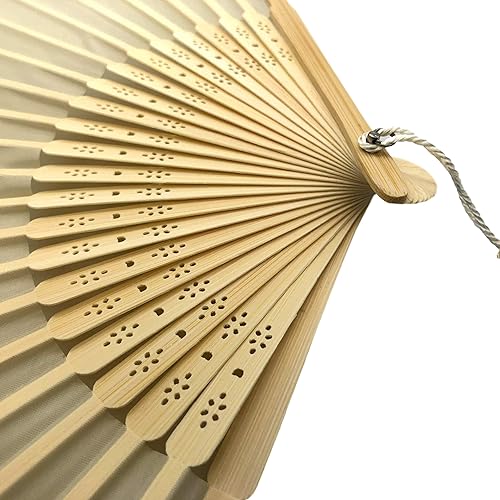 Miniatura 84 de FANSOF.FANS Abanico de mano plegable de mano de tela con borla de grado A, varillas de bambú para mujeres y niñas, fiesta de verano, eventos, Azul