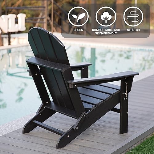 Miniatura 7 de BIVODA Silla Adirondack hecha de polietileno de alta densidad polietileno de alta densidad silla plegable de grano de madera muebles de exterior