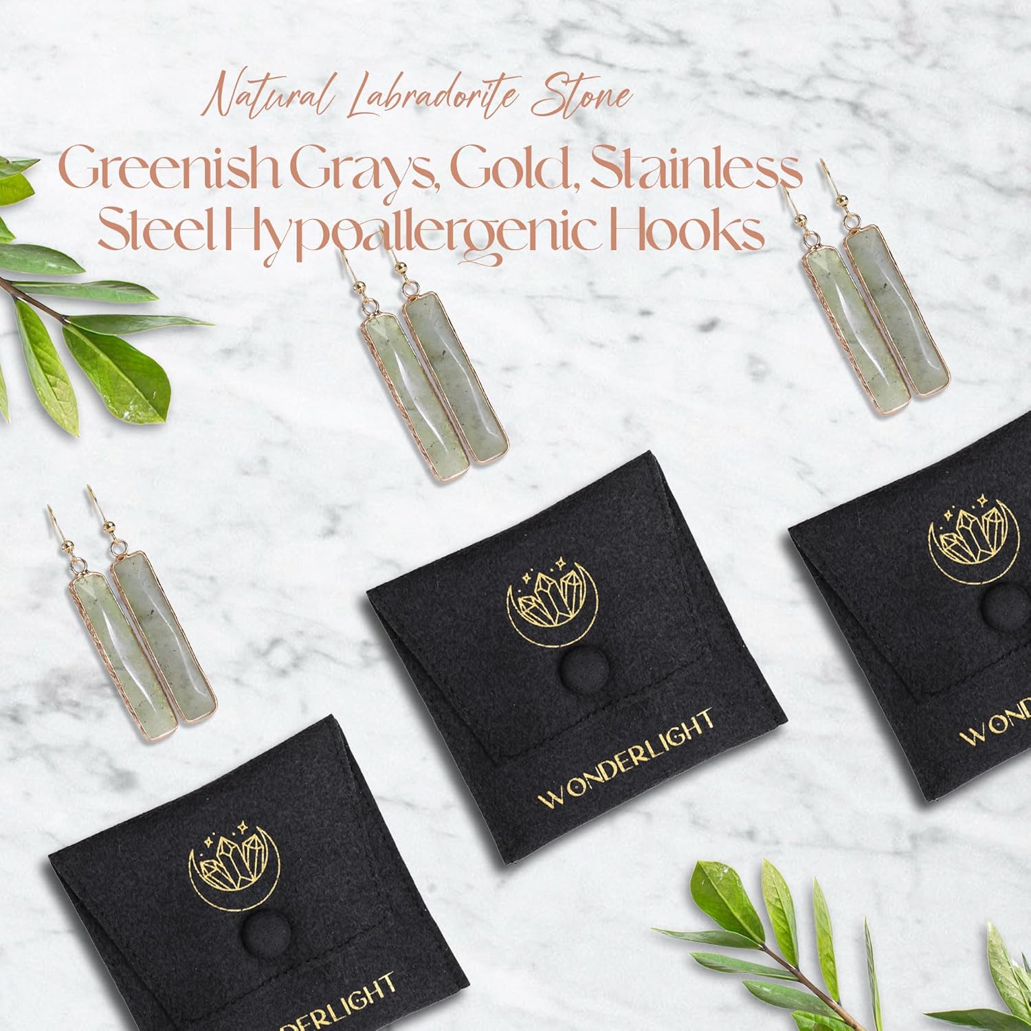 Labradorite Stone Earrings - Dangle Earrings for Women, Crystal Jewelry, Beautiful Boho Earrings for Women, Statement Earrings for Women
