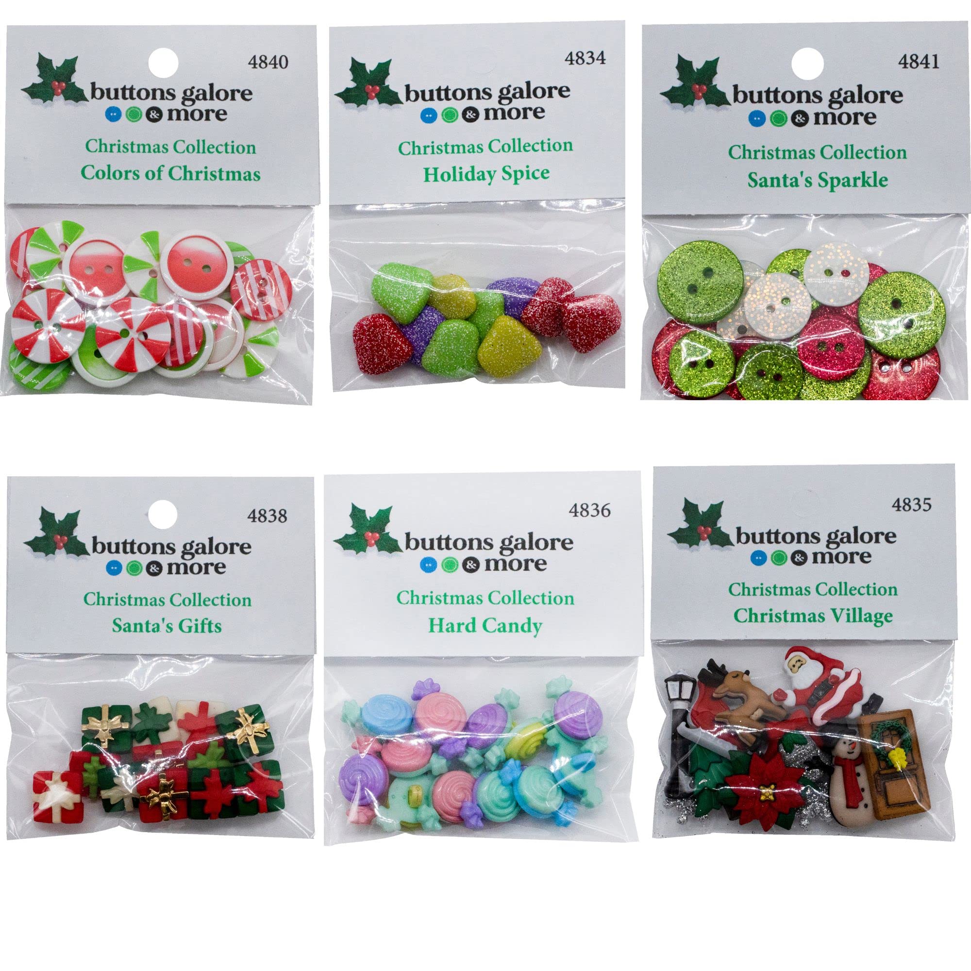 Buttons Galore60+ Christmas Buttons for Craft Sewing Scrapbooking DIY Projects - 6 Different Button Packs