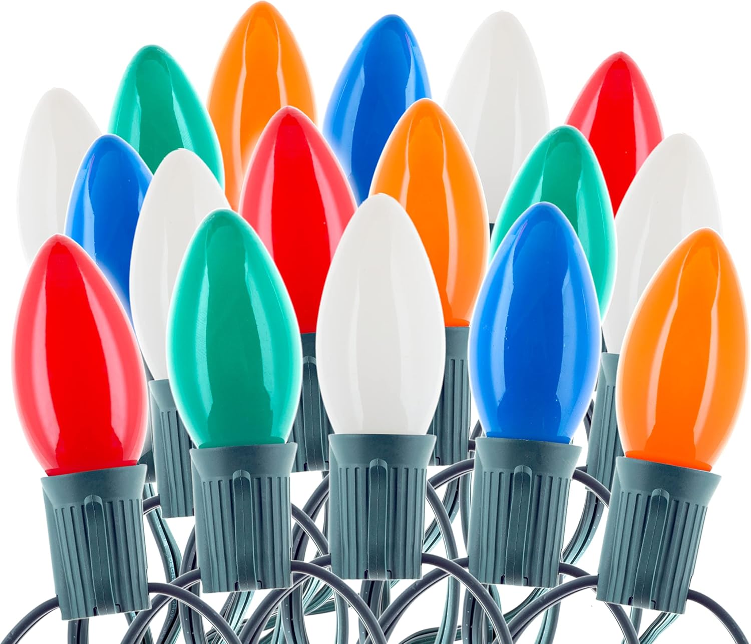 25 Ft Multicolor Christmas Light String with C9 Light Bulbs Indoor