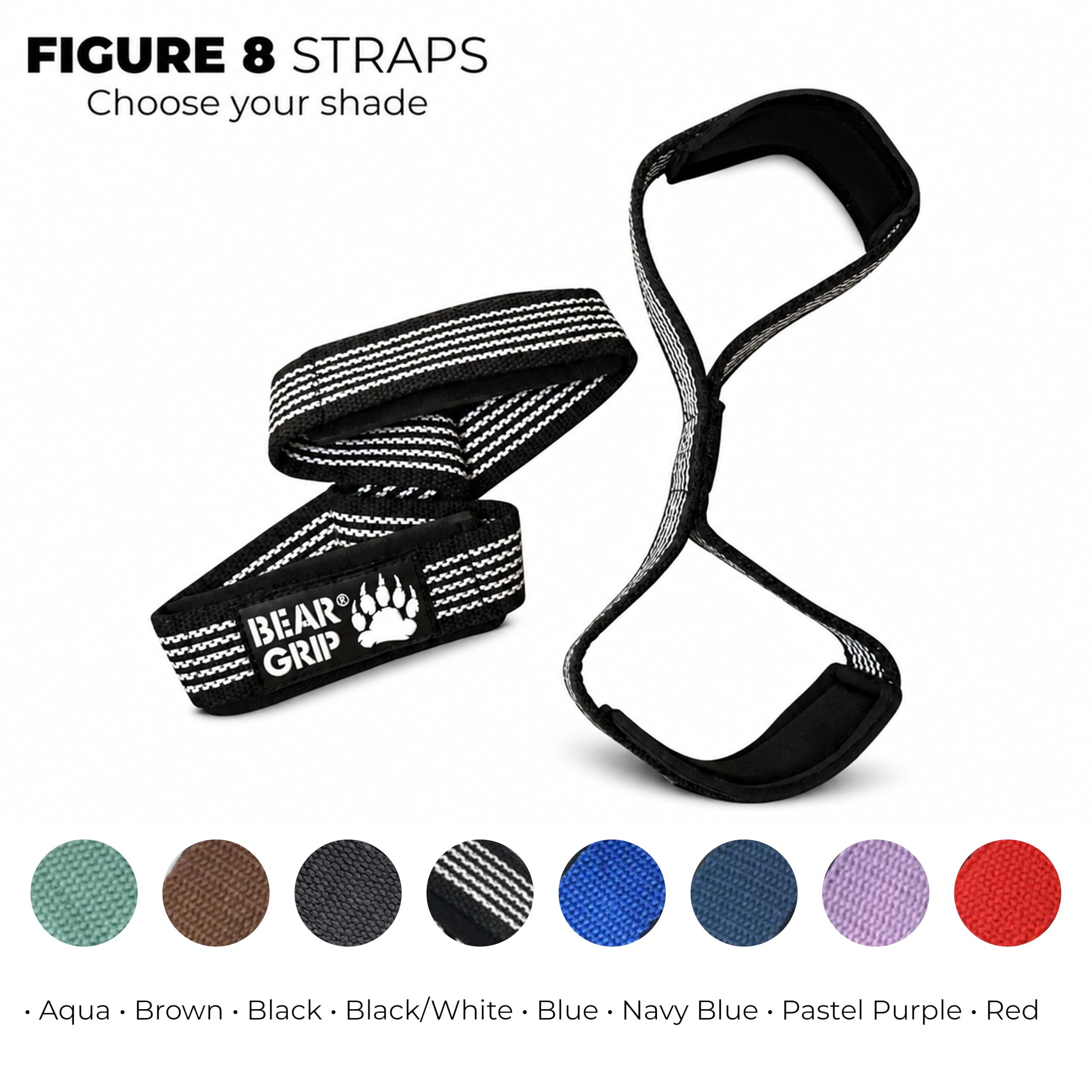 BEAR GRIP - Cinghie di Sollevamento Pesi Premium Figura 8 (vendute in Coppia)