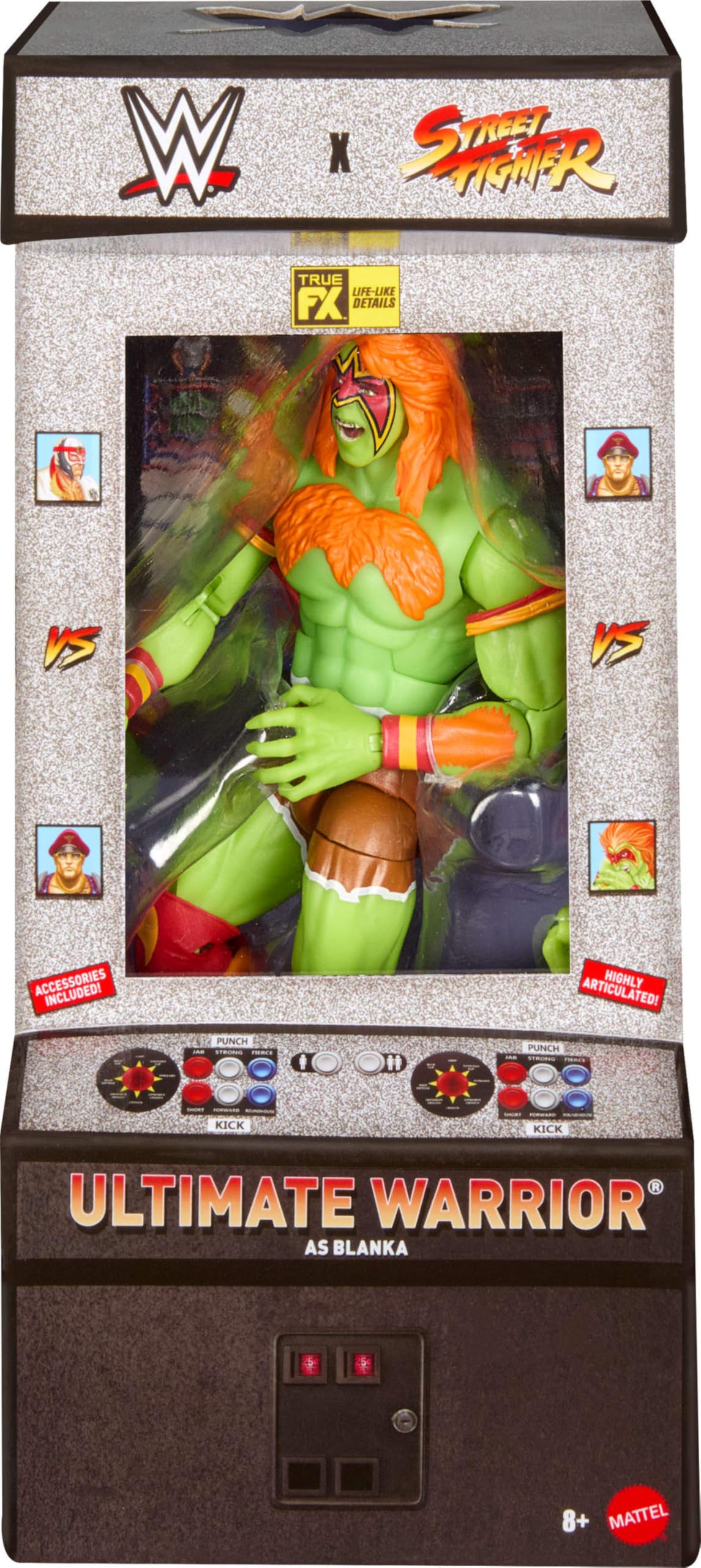 WWE Mattel x Street Fighter Ultimate Warrior As Blanka Action Figure, 6-inch Elite Collectible Wrestling Series Mashup - Image 2