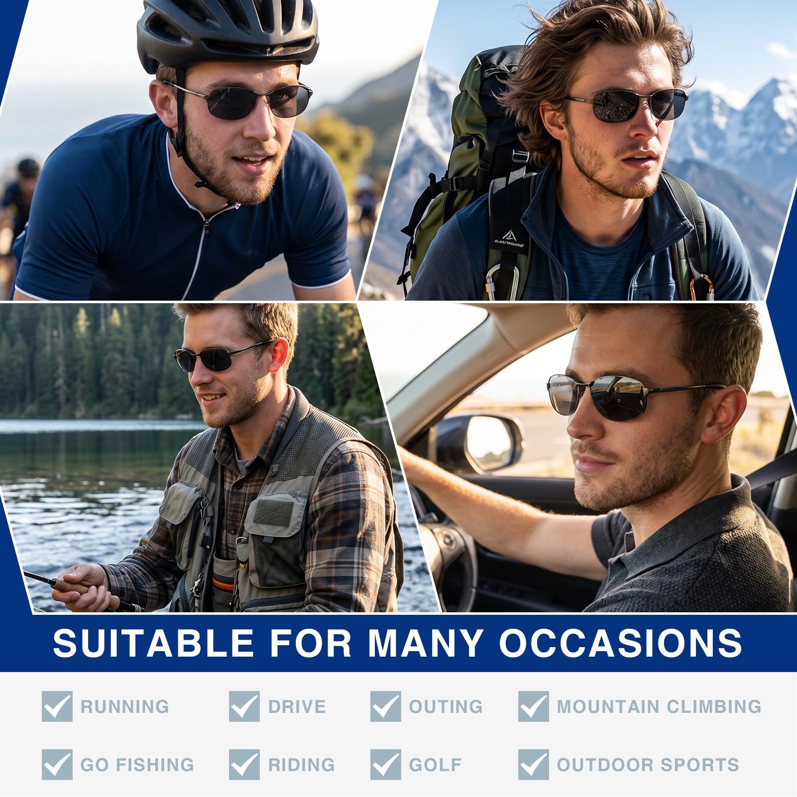 DEHOTRE 2 Pack Herren Bifokale Lesesonnenbrille, Edelstahlrahmen/Fahren Sonnenbrille Zero Top UV400 Metallscharnier