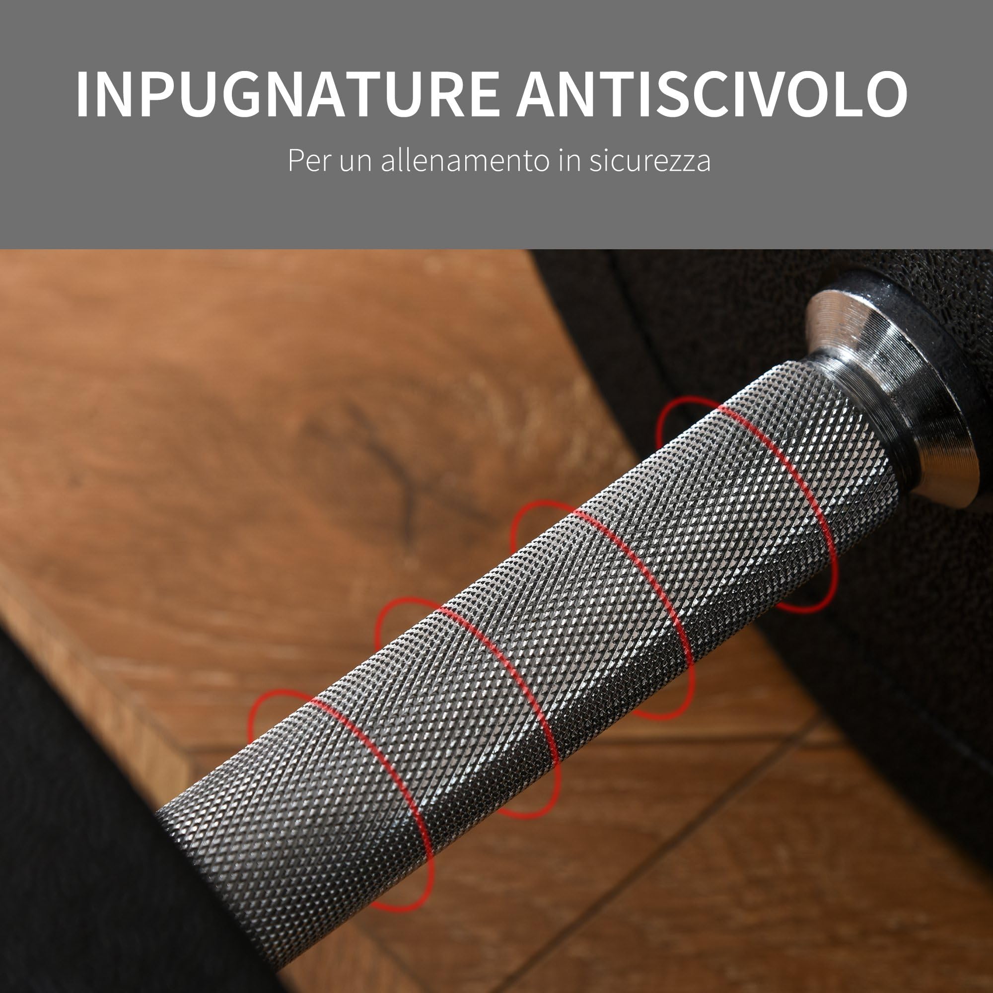 HOMCOM Set Manubri Palestra 25/30kg, Pesi Palestra con 12 Dischi e 2 Manubri da 2 kg per Allenamento a Casa, Nero