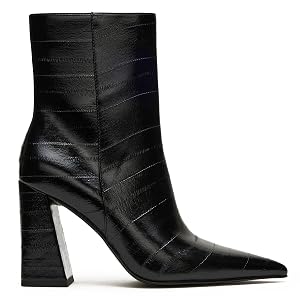 Ankle Boots for Women Pointed Toe Short Boots Chunky Heel Booties Side Zipper Fall Winter Office Shoes