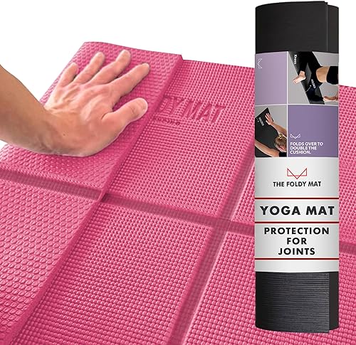 Miniatura 1 de Esterilla de yoga plegable gruesa, en 6 combinaciones mayor apoyo y protección para articulaciones, sistema de alineación corporal y secciones para