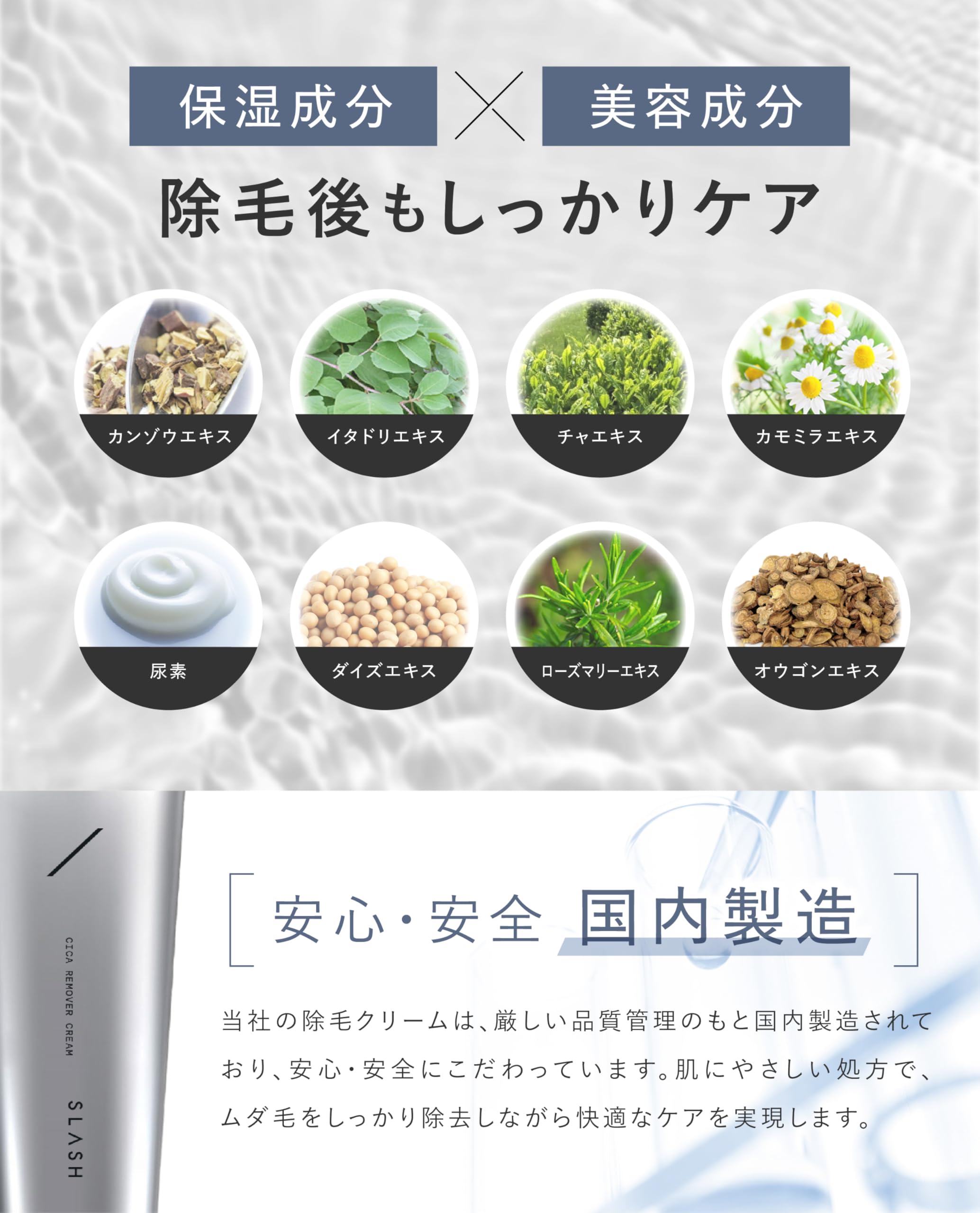 Amazon.co.jp: SLASH 除毛クリーム メンズ レディース CICA 配合 vio
