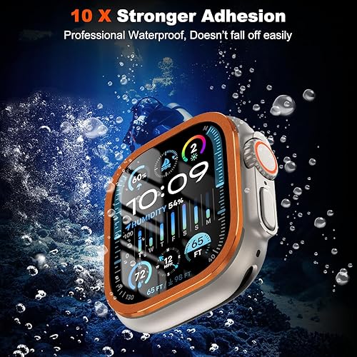 Miniatura 3 de EWUONU Paquete de 2 protectores de pantalla para Apple Watch Ultra 2Ultra de 1.732 pulgadas, vidrio templado con carcasa de aleación de titanio,
