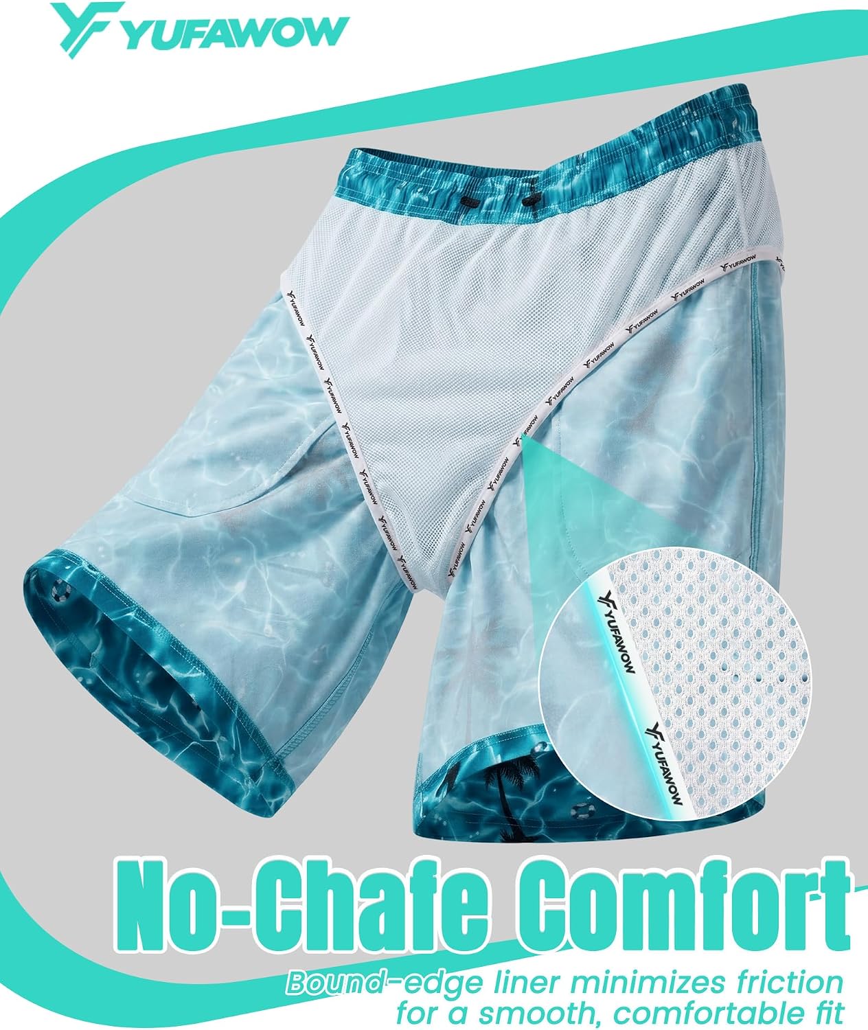 7 Inch Men's Swim Trunks with Mesh Liner No Compression Liner Quick Dry Drawstring Zipper Pockets for Beach Pool Surfing