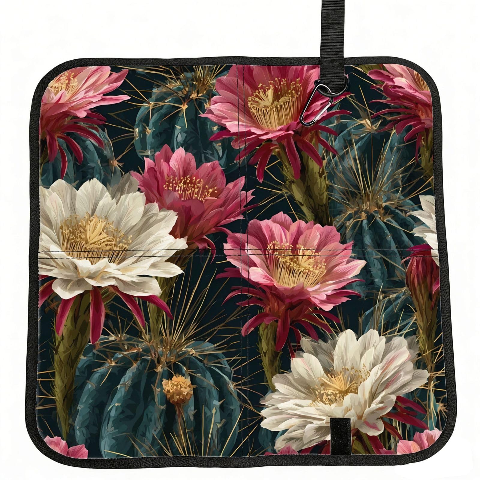 WZYCWB Cactus flower Foldable Seating Cushion with Carabiner - Stadium Mat for Camping, Hiking and Outdoor Activities