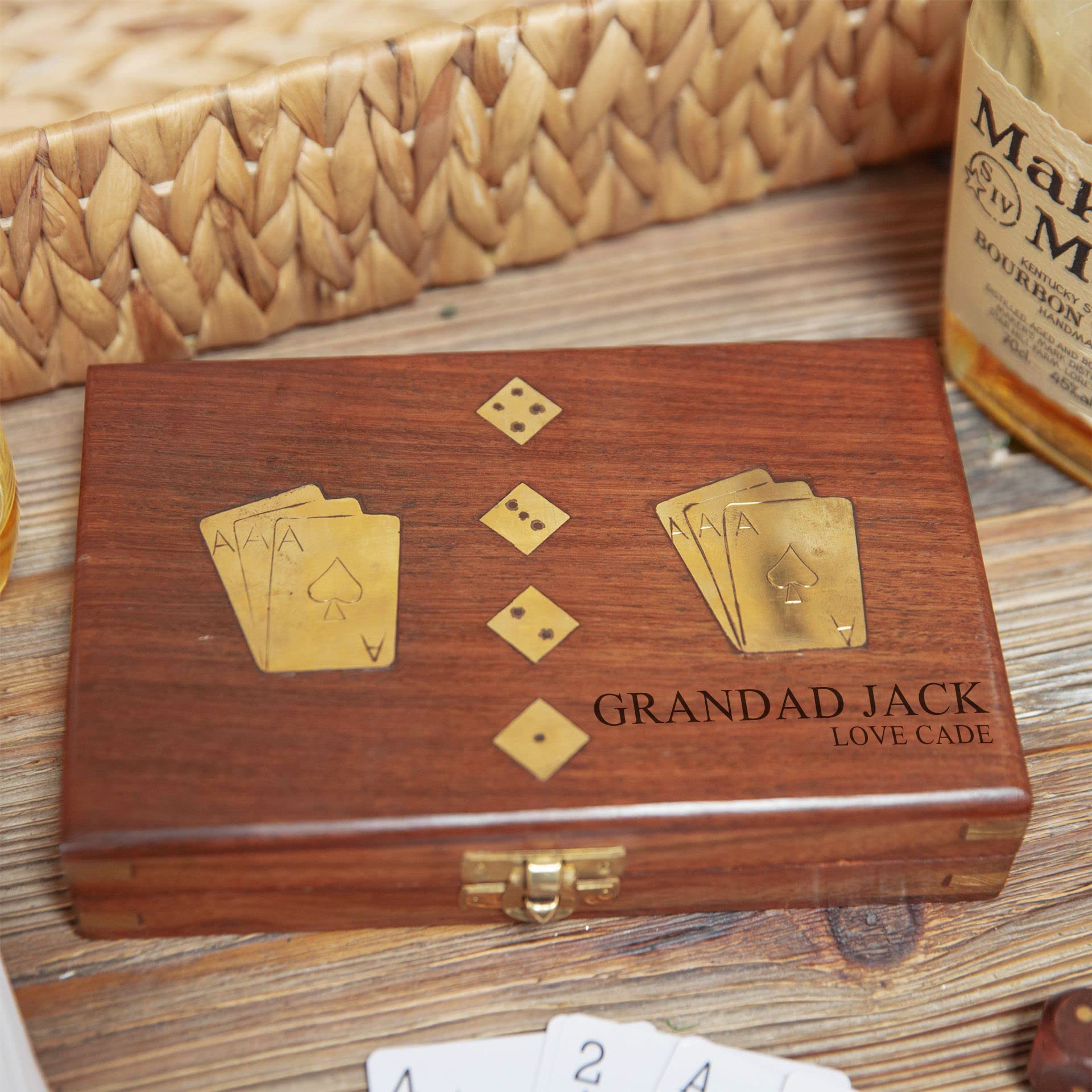 ukgiftstoreonline Personalised Luxury Playing Card Box With Dice mens personalised gift