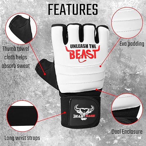 Miniatura 2 de BEAST RAGE Guantes de karate de Taekwondo para hombres y mujeres, guantes de entrenamiento de boxeo, MMA Kickboxing, artes marciales, guantes de
