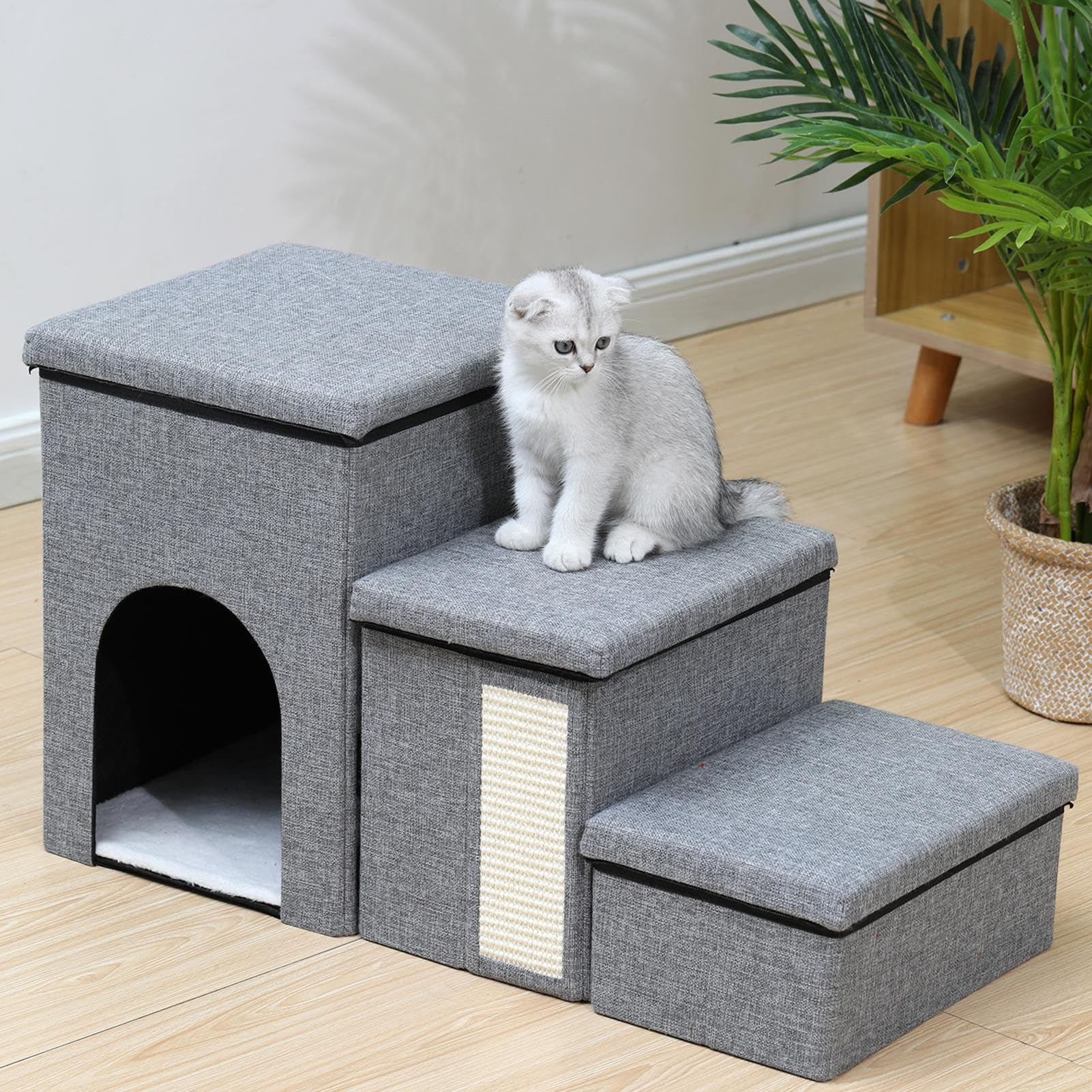 Gradini per animali domestici – 40 cm di altezza, pieghevole per gatti | Lampada per cani, e durevole, resistente all'usura e stabile, per cani anziani, gatti, zim