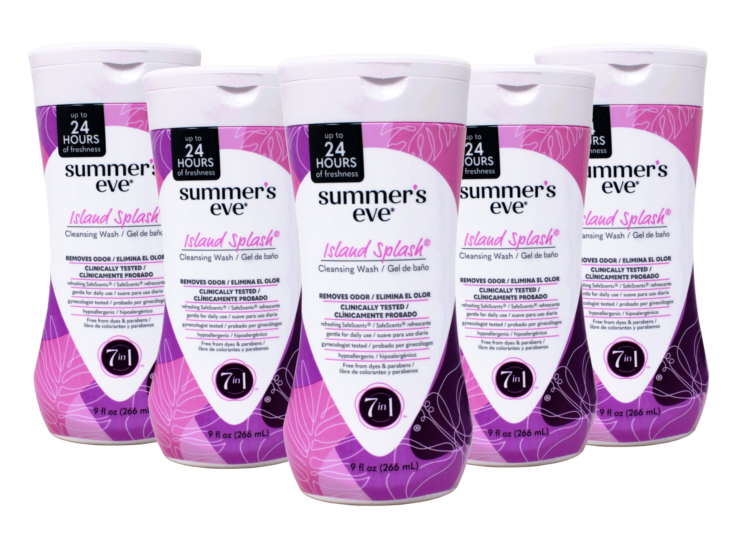 Summer's EveIsland Splash Refreshing Daily Feminine Wash, Removes Odor, pH balanced, 9 fl oz. (Pack of 5)