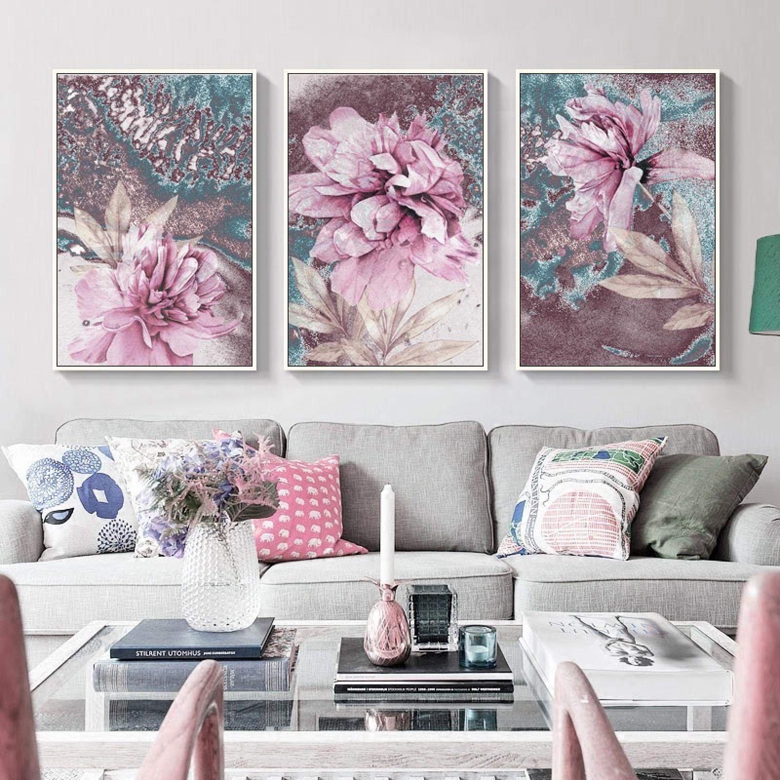 Rumlly Pintura Abstracta Cartel escandinavo decoración nórdica Arte de Pared del hogar Carteles de Flores e Impresiones imágenes Decorativas 50x70cmx3 sin Marco