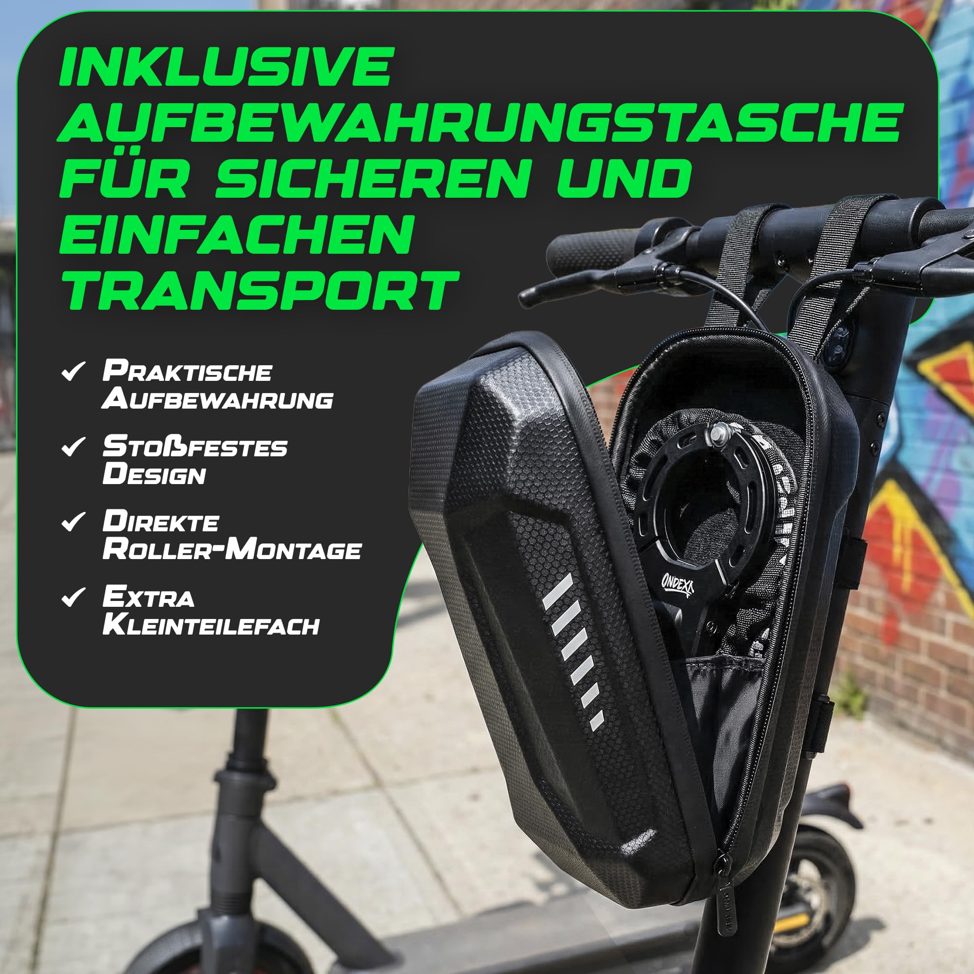 90cm Handschellenschloss mit Tasche für E-Bikes und Fahrräder, Gehärteter Stahl, Diebstahlschutz für Rahmen, Laufrad und Akku mit Aufbewahrungs-/Transportbox