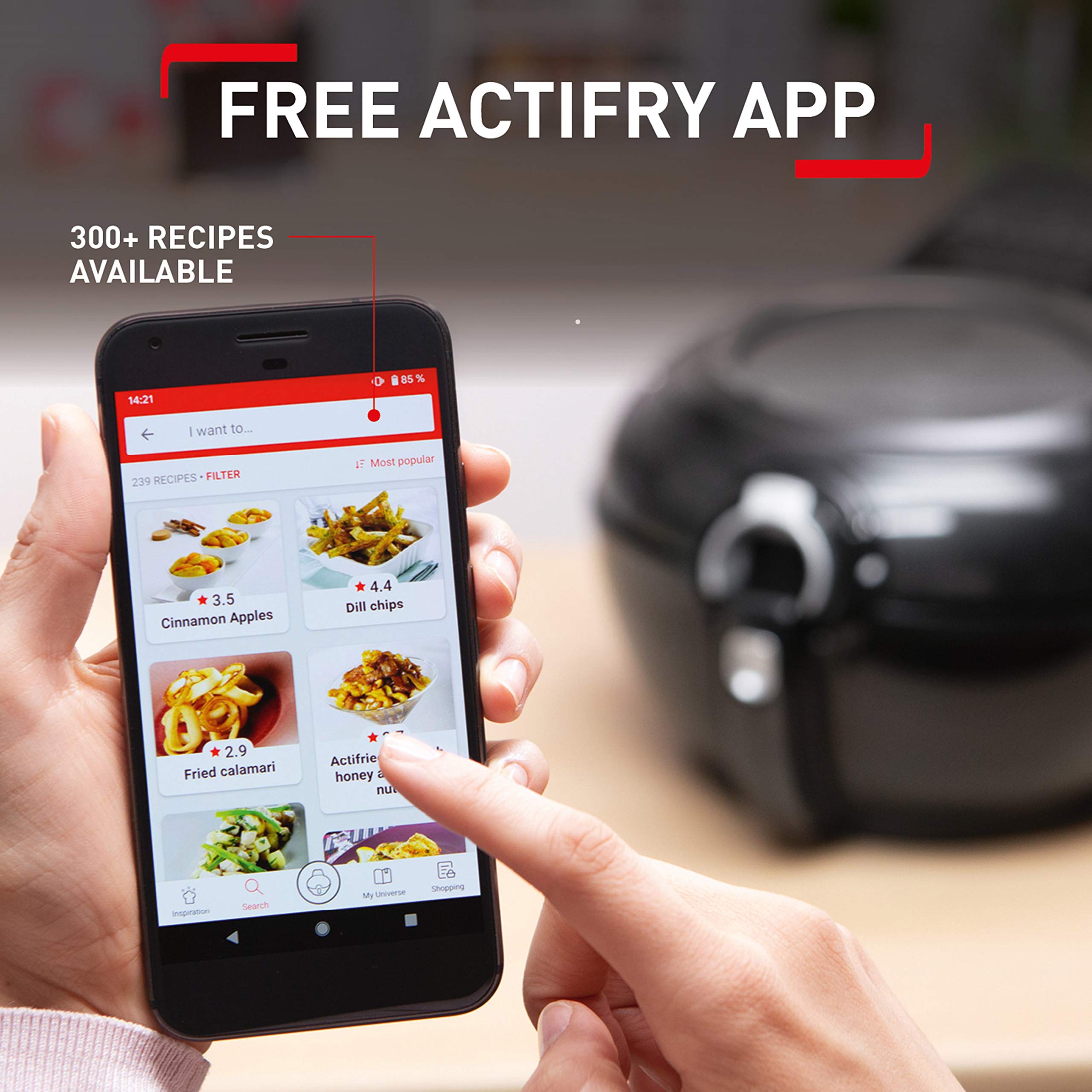 Tefal ActiFry Genius XL AH960840 Health Air Fryer, Black, 1.7 kg, 8