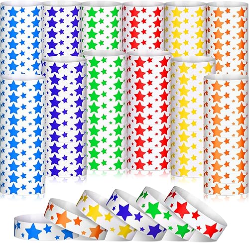 BBTO 600 pulseras para eventos de estrellas, pulseras de papel de colores para eventos, impermeables, de neón, fiestas, eventos, bandas de mano,