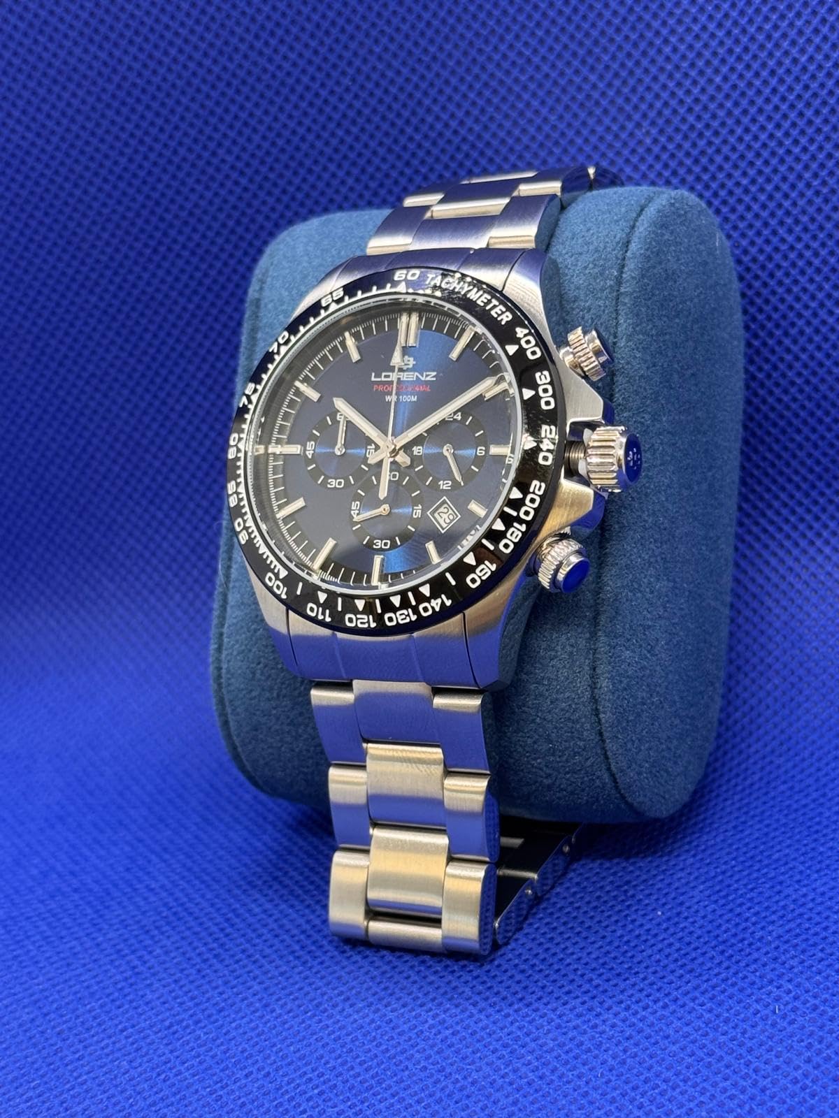 Lorenz Chrono 26175EE Cronografo da uomo al quarzo in acciaio inox sub 100 metri