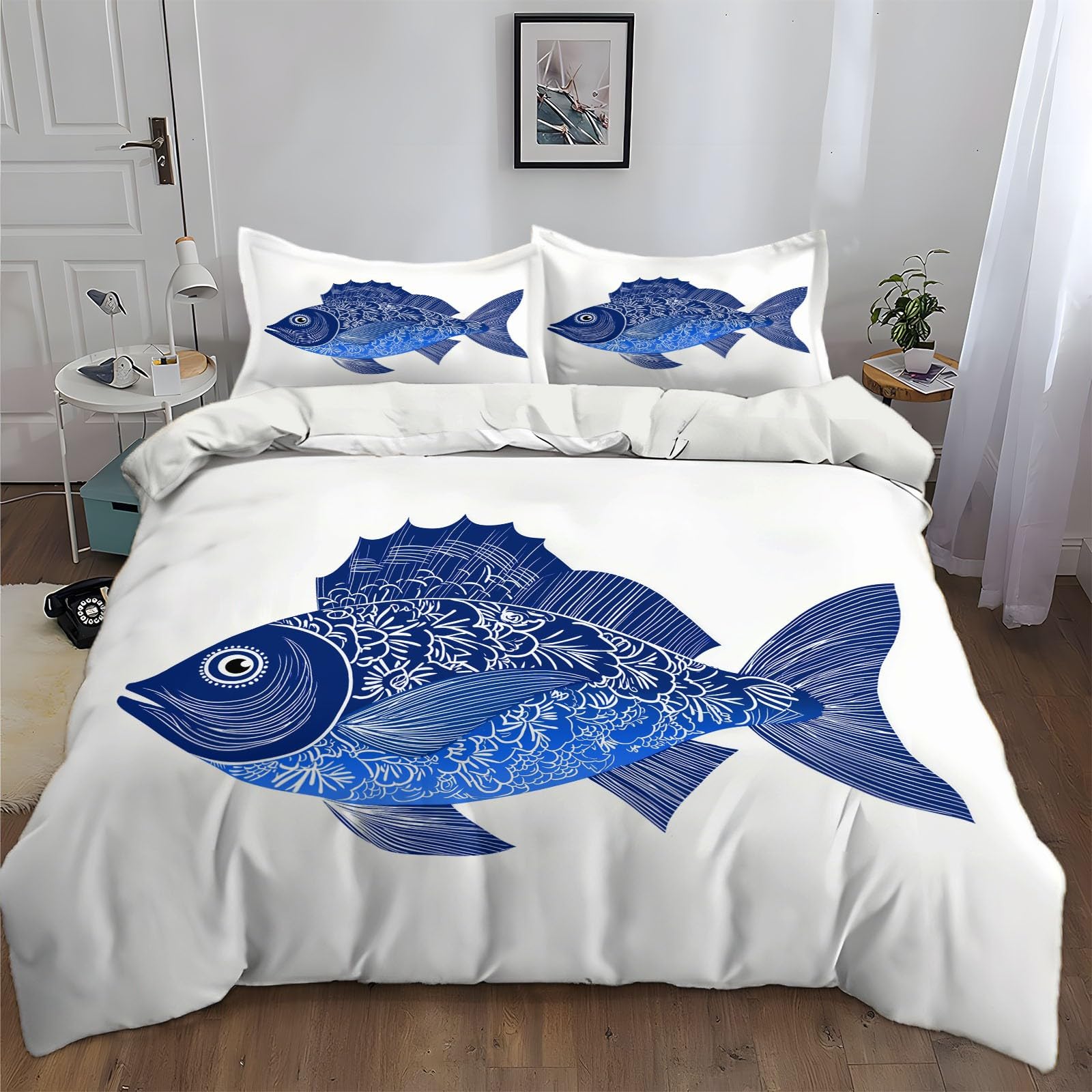 Housse de couette géométrie animal poisson florale pour des nuits sereines