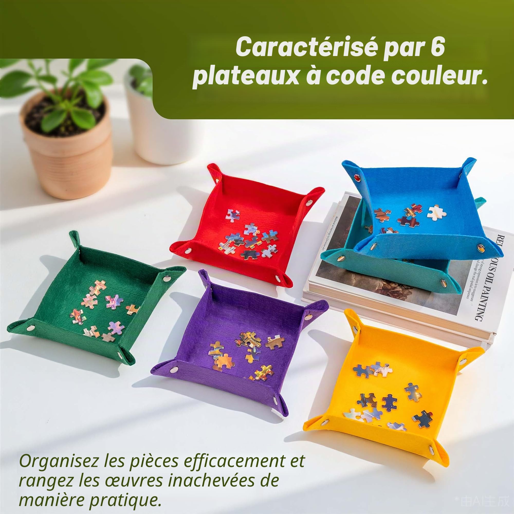 Tektalk Planche de Puzzle avec Support et Housse 2 en 1, Support réglable Multi-Angles et 6 Plateaux de tri des Couleurs, Tapis Portable léger pour économiser du Rangement, jusqu'à 1 000 pièces, Gris