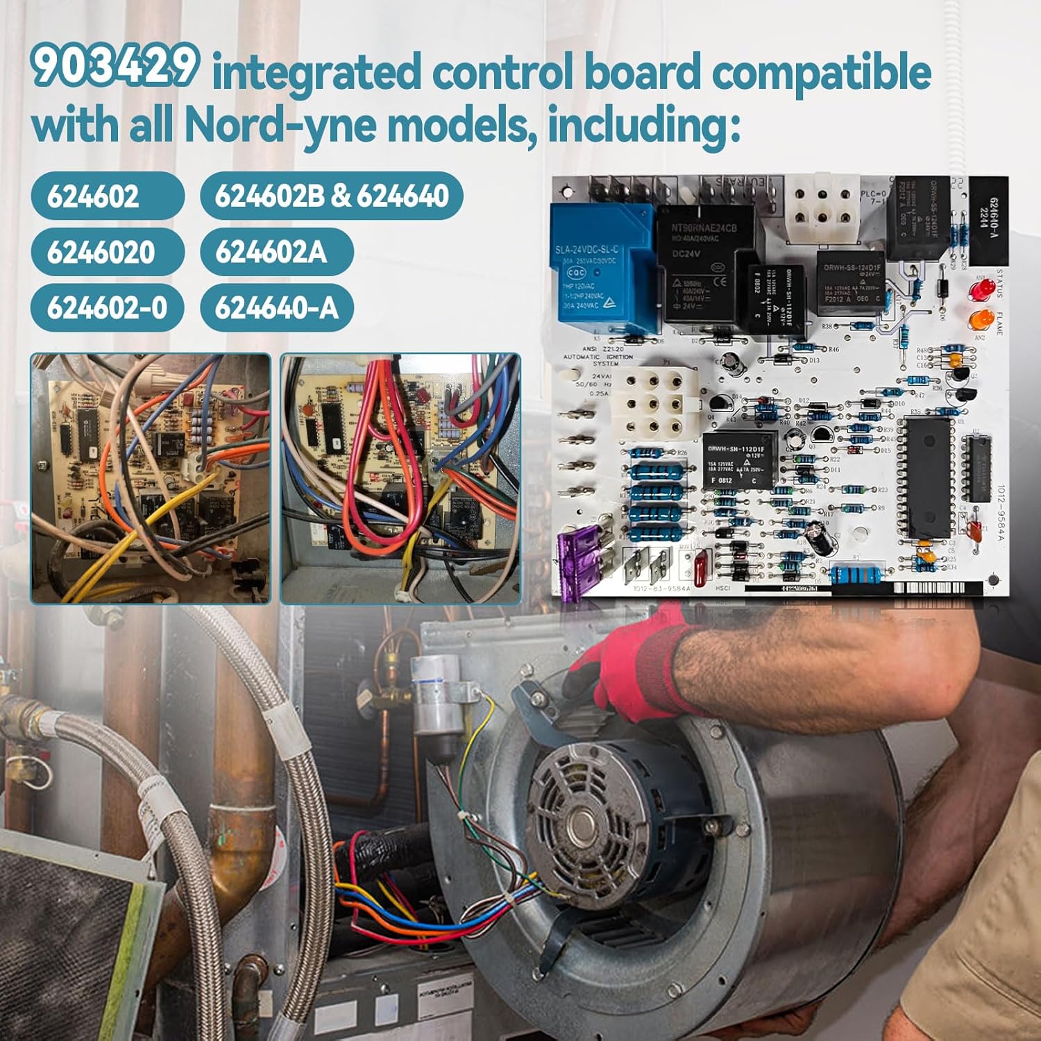 903429 Control Board, Replacement Furnace Control Circuit Board 903429 for Nordyne Furnaces inter-therm and mill-er M1 Furnace