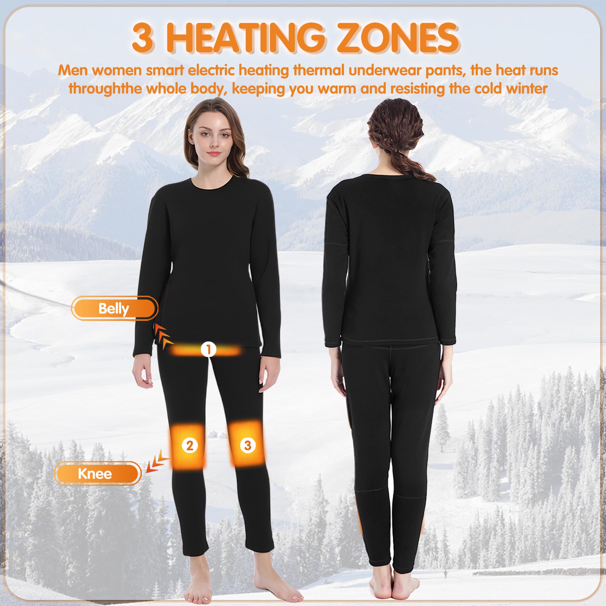 Pantalones térmicos eléctricos para Caza, Ropa Interior térmica para Mujer con 3 Niveles de calefacción, para Deportes al Aire Libre y Acampada.