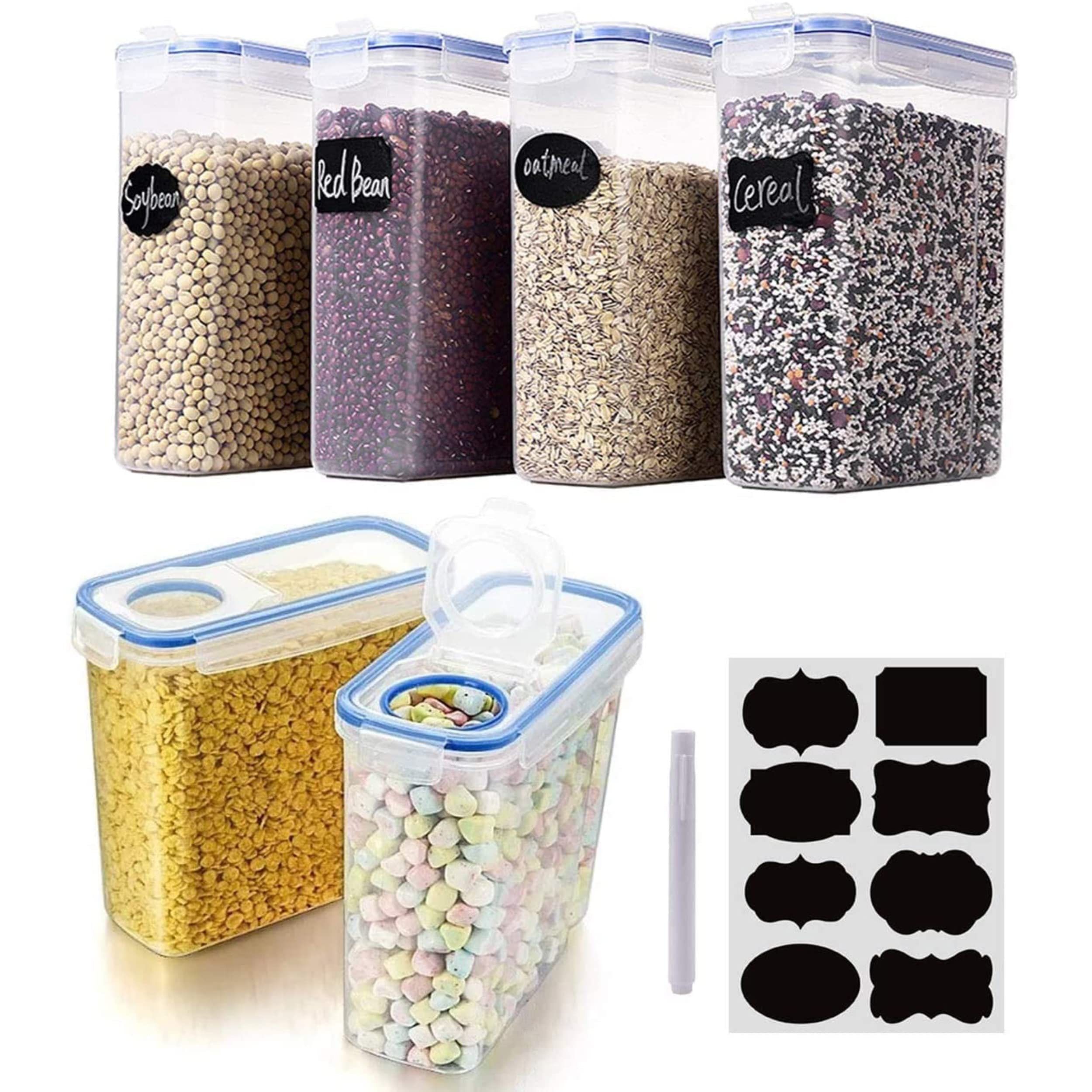 opal Cereal storage,Food container set,Kitchen Storage Organizer,BPA free Plastic Airtight,set of(2,4,6,8pcs)2.5L each Container with Lid Easy Lock Lids Leak-proof and,Blue color (6)