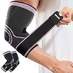 Rakiie Elbow Compression Sleeve 2 Pack, Elbow Brace for Tendonitis and Tennis Elbow, Pain Relief Brace for Men & Women,Sleeve Reduce Joint Pain for Tennis, Golfer, Workouts, Pink (L)