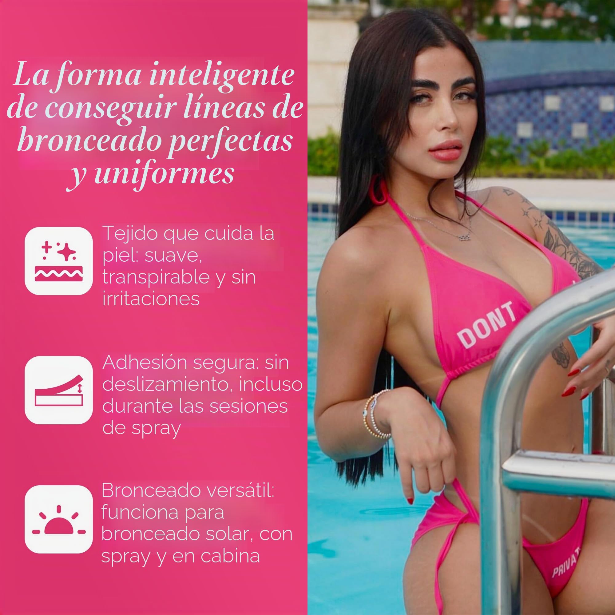 Bikini adhesivo para líneas de bronceado perfectas, color negro