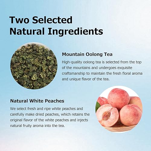 Miniatura 3 de HANFANGLING Té Oolong de melocotón blanco, 2 piezas, refrescante, dulzura fresca de melocotón blanco y sabor aromático del té Oolong