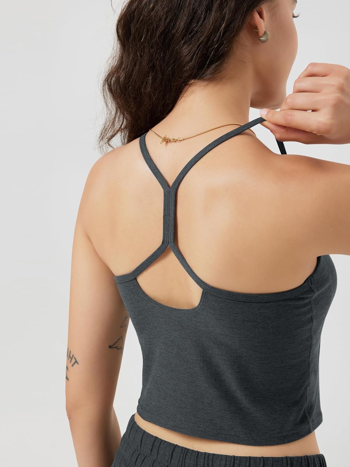 ODODOS Women's Slim Racerback Cropped Tank – odSTRATUM Tech Sports Bra, Ultra Soft UPF 50+ Cami Top with Built-in Bra - Image 4