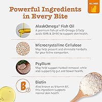 Vista 3 de Zesty Paws Picaduras de bolas de pelo para gatos – Soporte de furball para gatos – Suplemento funcional con aceite de pescado Omega 3 EPA y DHA +