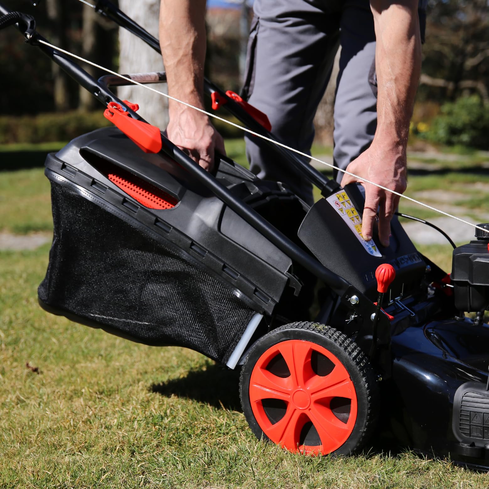 Valex TST5136 Tagliaerba a Scoppio a Trazione 4 in 1, 146cc 3.5 HP, Taglio Ø50cm, Cesto 60L, Mulching