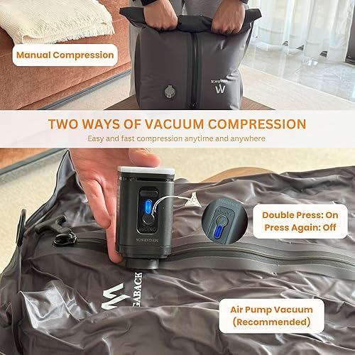 Miniatura 6 de Bolsas de vacío para viajes, IP67 bolsas reutilizables con sellado al vacío para ropa con bomba eléctrica, cubo de embalaje con sello al vacío para