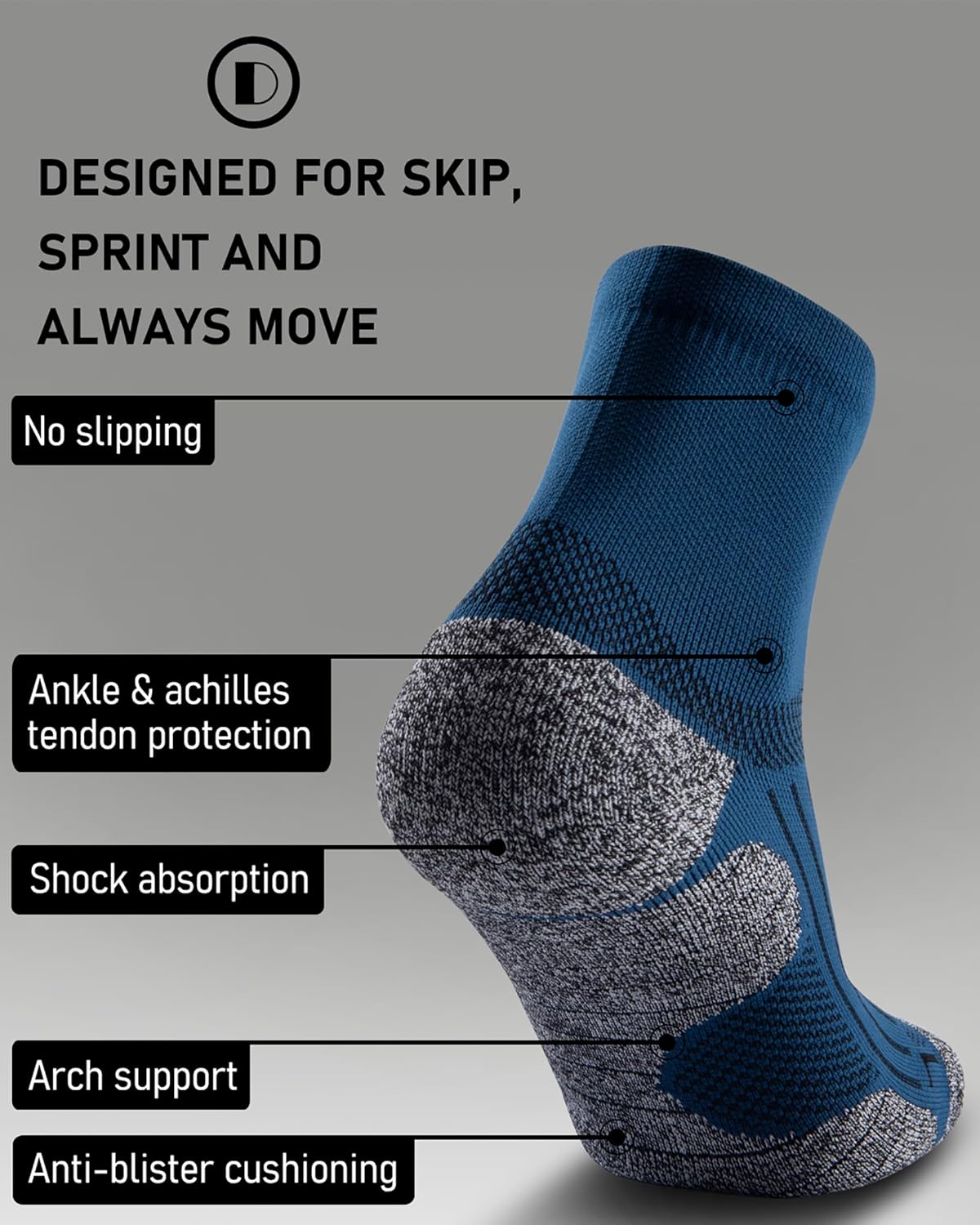 Quarter Compression Socks for Men Women, Cushioned Running Hiking Socks - Image 3