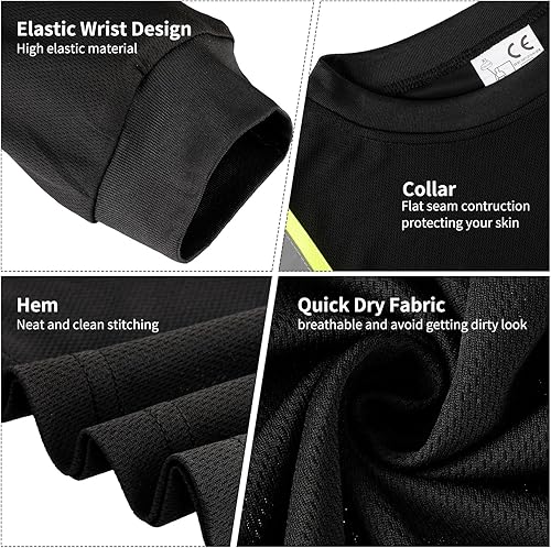 Miniatura 4 de Paquete de 6 camisetas de manga larga de seguridad, clase 3 de alta visibilidad con tiras reflectantes para trabajo topógrafo construcción
