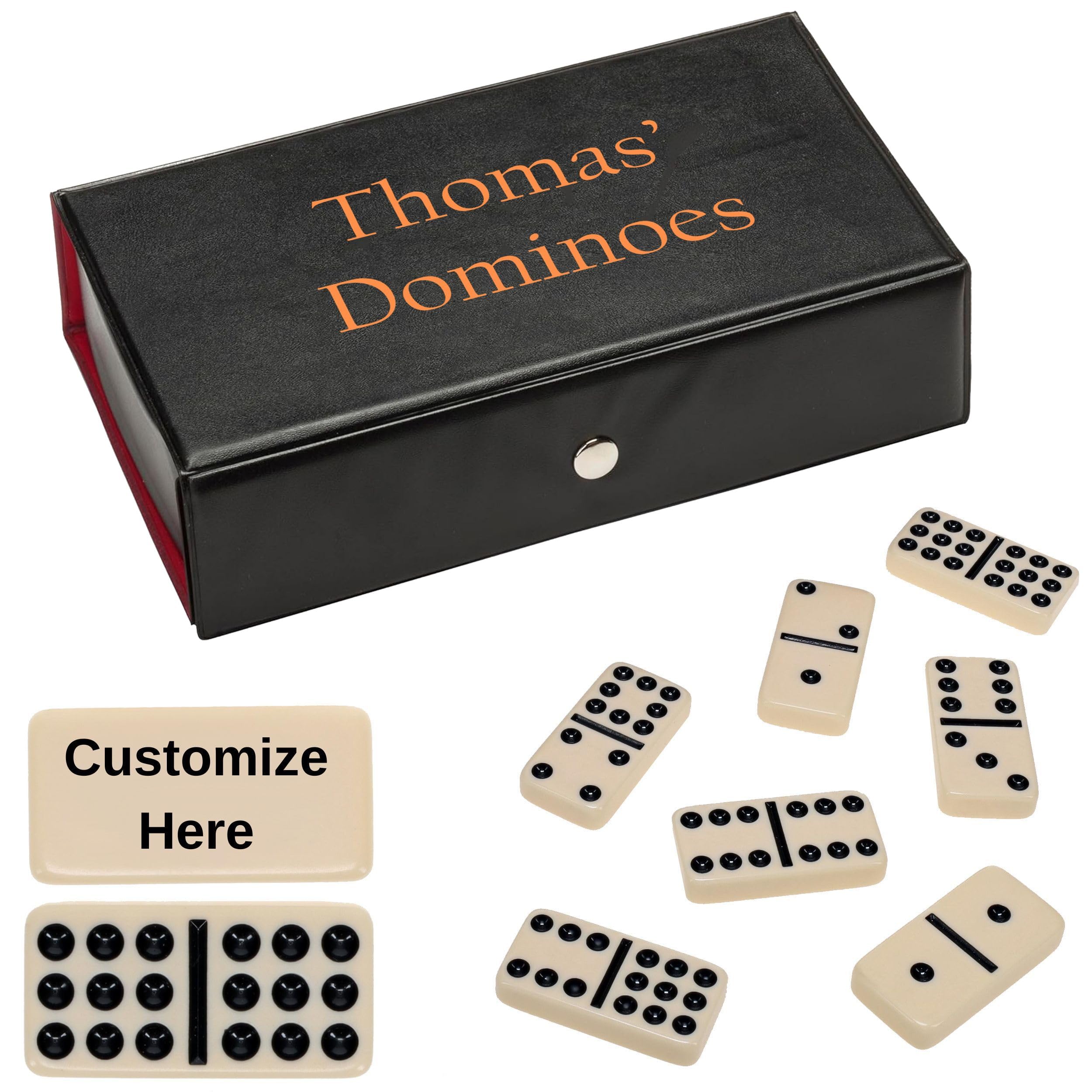 WE Games Personalized Double 9 Domino Set in Vinyl Case, Dominoes Set for Adults, Customized Gifts