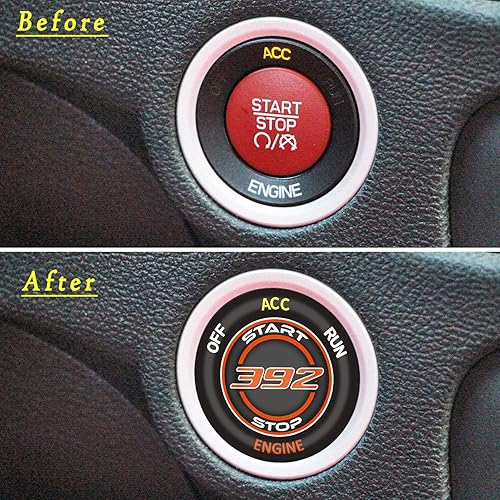 Miniatura 9 de ToolEpic Accesorios para Dodge Challenger Charger Durango 2015-2022  Cubierta del motor de arranque y parada Superposición de botón rojo rubí