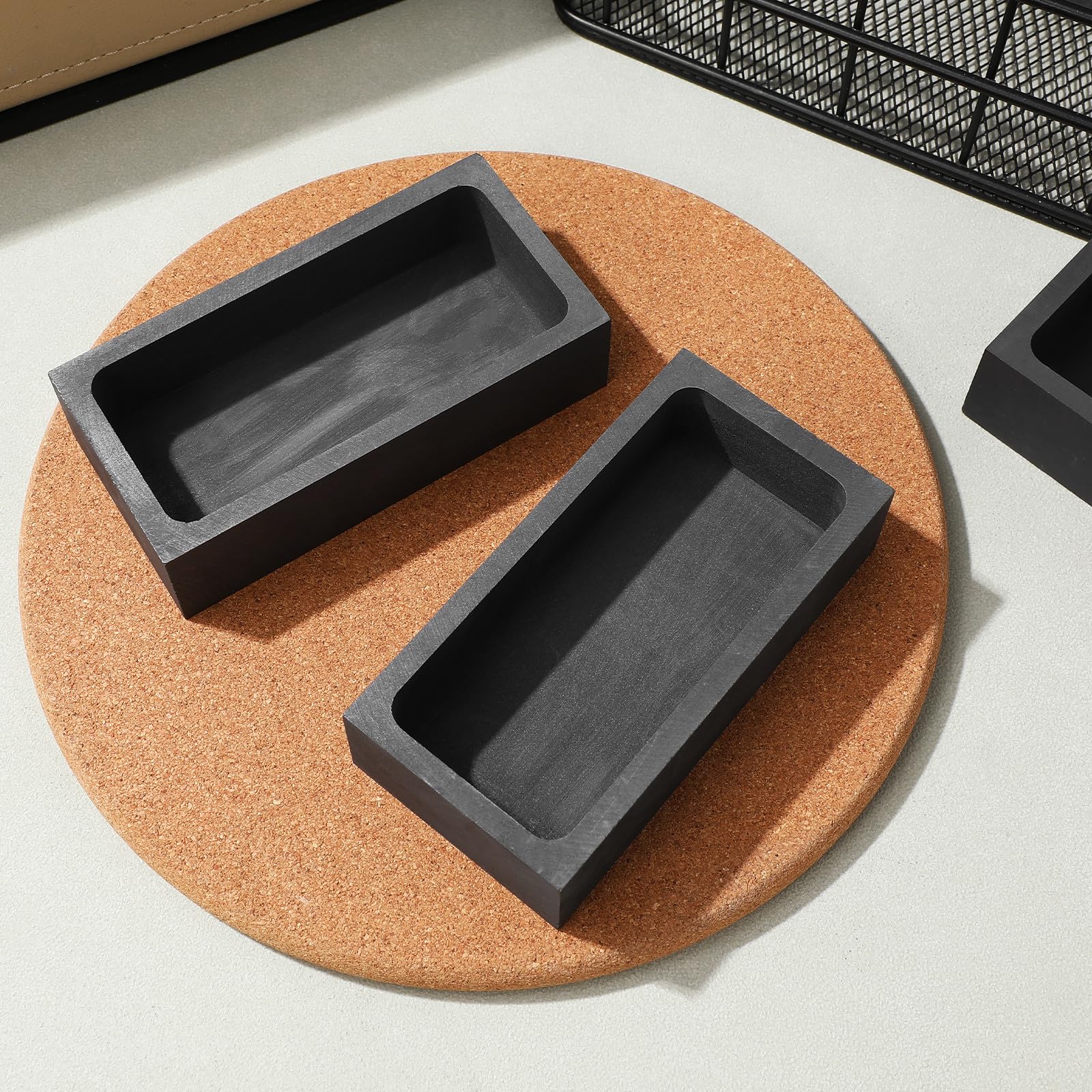 Hemobllo Molde de Grafito para Fundir Metales 3 Crisoles 100X50X25 MM Resistentes para Horno de Fundición y Uso en Joyería